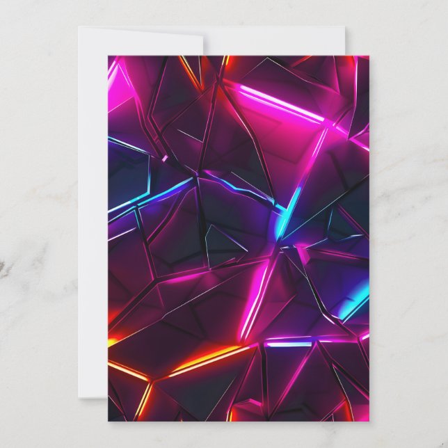 Neon Geometrisk Abstrakt Futuristisk Cyberpunk Meddelande (Framsida)