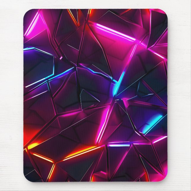 Neon Geometrisk Abstrakt Futuristisk Cyberpunk Musmatta (Framsidan)