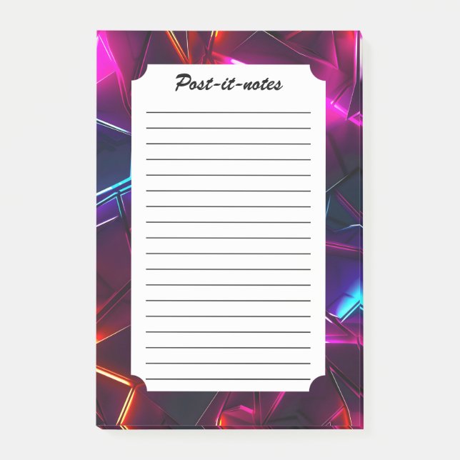 Neon Geometrisk Abstrakt Futuristisk Cyberpunk Post-it Block (Framsida)