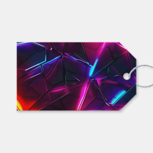 Neon Geometrisk Abstrakt Futuristisk Cyberpunk Presentetikett