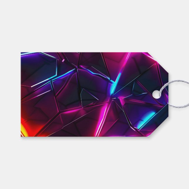 Neon Geometrisk Abstrakt Futuristisk Cyberpunk Presentetikett (Framsidan (Horisontell))