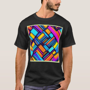 Neon Geometrisk Abstrakt T Shirt