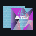 Neon Geometrisk Blå Vit Bar Mitzvah Inbjudningar<br><div class="desc">Judiska Firande Inbjudningar- Bar Mitzvah Geometriska Inbjudningar</div>