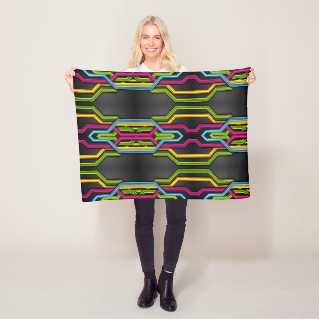 Neon Geometrisk Mönsterfilt Fleecefilt (På plats)