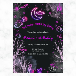 Neon Girl Halloween Birthday varje år Inbjudningar