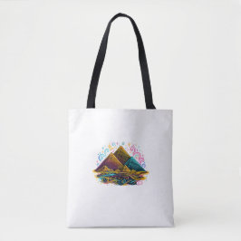 Neon Giza Pyramider Linje Art Totebag Tygkasse