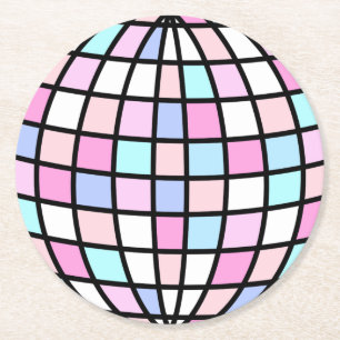 Neon Glänsande Disco Boll Underlägg Papper Rund