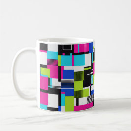 Neon Glitch Geometrisk Keramisk Kaffemugg