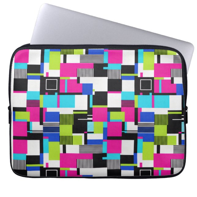 Neon Glitch Geometrisk Padded Bärbar Dator Fodral (Framsidan)