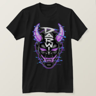 "Neon Glitch Oni Mask - DARW" T Shirt