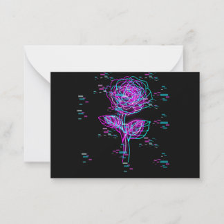 Neon Glitch Ros Design Anteckningskort