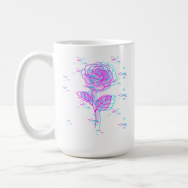 Neon Glitch Ros Design Kaffemugg (Vänster)