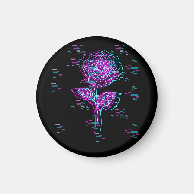 Neon Glitch Ros Design Magnet (Framsidan)