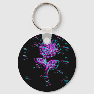 Neon Glitch Ros Design Nyckelring