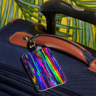 Neon Glitch Statisk Bagage Tag Bagagebricka
