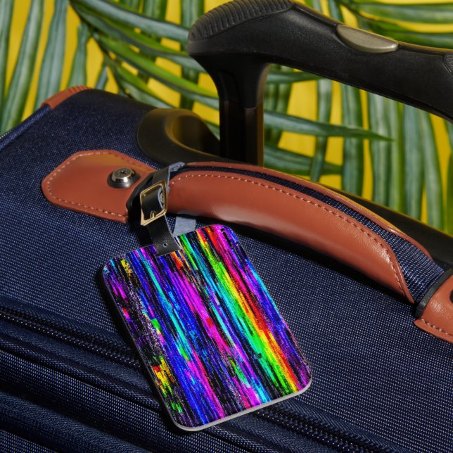 Neon Glitch Statisk Bagage Tag Bagagebricka (Framsida Insitu 1)