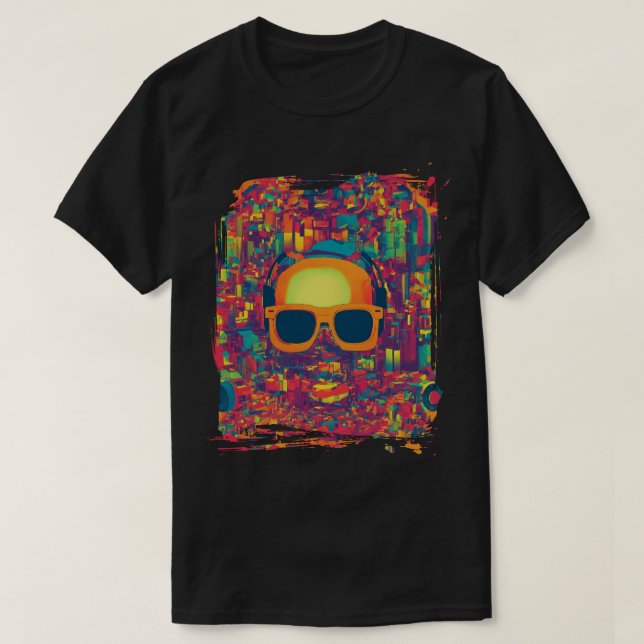 "Neon Glitch Vibes" Abstract Art T-Shirt –  (Design framsida)