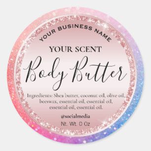 Neon Glitter Rose Gold Kroppssmör Etiketter