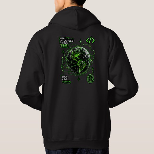 Neon Globe Future Code Hoodie (Baksida)