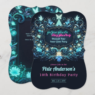 Neon Glöd Älvparty Tema - Sago Efter Mörkret Inbjudningar