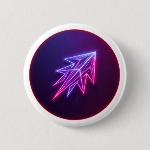 Neon Glöd Futuristisk Raket Ikon Knapp