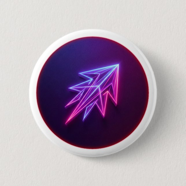 Neon Glöd Futuristisk Raket Ikon Knapp (Framsida)