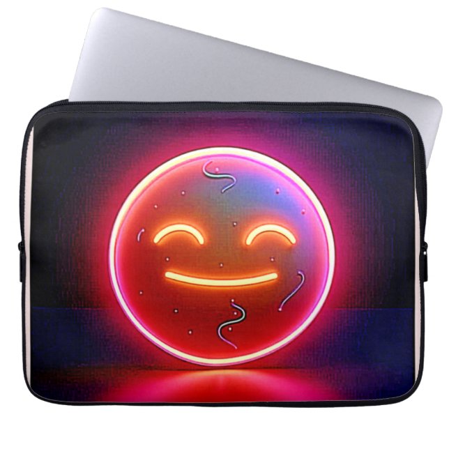 Neon Glöd Glad Ansiktskonst Laptop Fodral (Framsidan)
