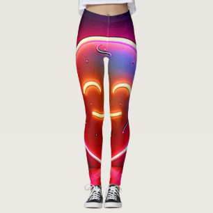 Neon Glöd Glad Ansiktskonst Leggings