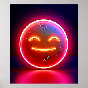 Neon Glöd Glad Ansiktskonst Poster