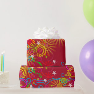Neon, glöd i Mörken, Starburst, Swirls, Party Presentpapper