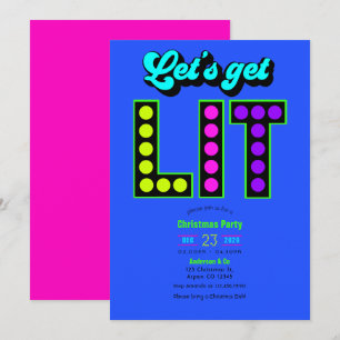 Neon Glöd Låt Oss Få Lys Retropartaj Jul Inbjudningar