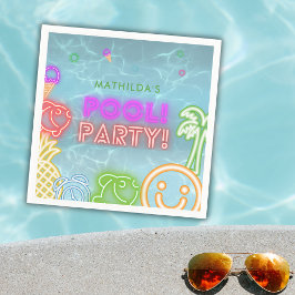 Neon Glöd Pool Party Alla Åldrar Födelsedag Pappersservett