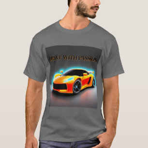 Neon Glöd Racingbil Vibrerande Stil Konst T Shirt
