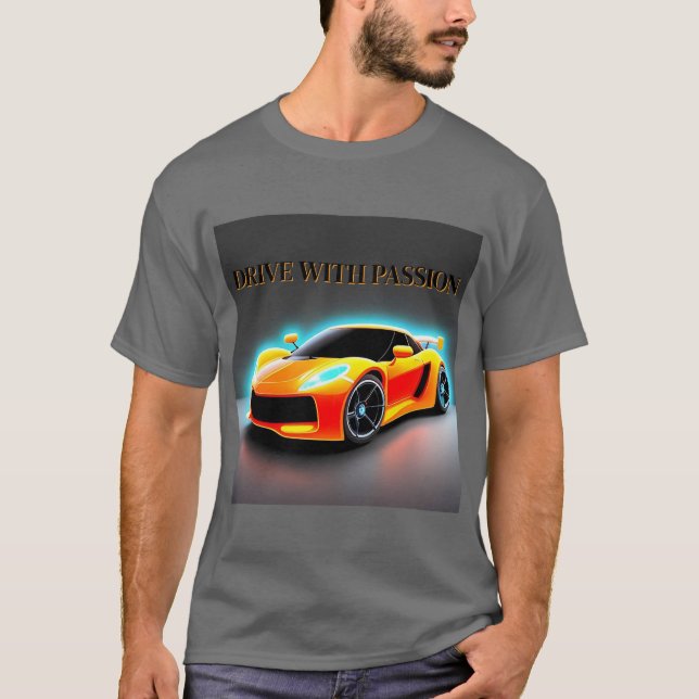 Neon Glöd Racingbil Vibrerande Stil Konst T Shirt (Framsida)
