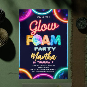 Neon Glöd Skum Fest Födelsedag - Färgglada Glödand Inbjudningar
