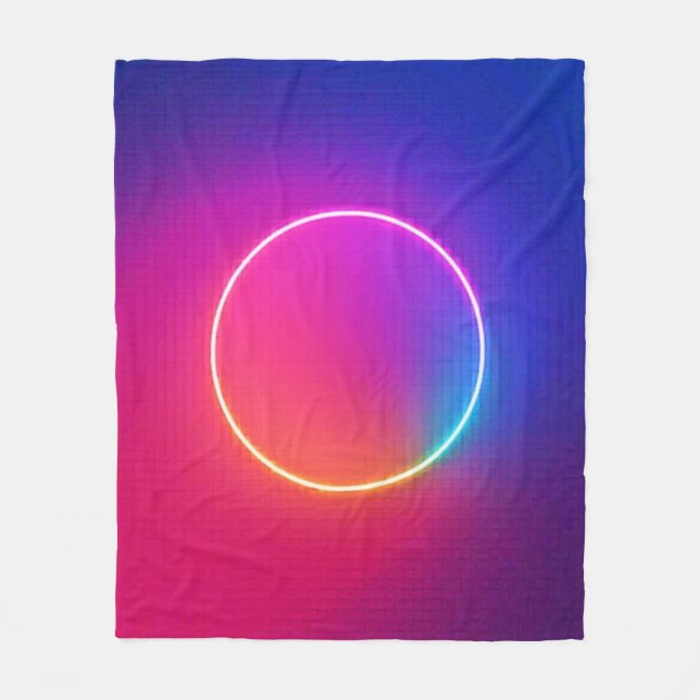 Neon Glödcirkel Abstrakt Konst Fleecefilt (Framsidan)