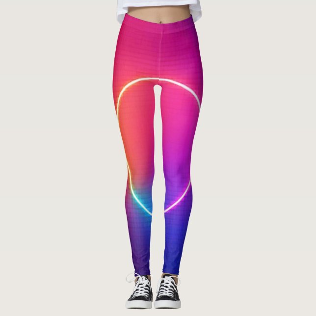 Neon Glödcirkel Abstrakt Konst Leggings (Framsida)