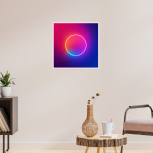Neon Glödcirkel Abstrakt Konst Poster