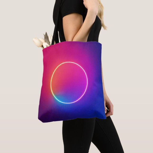 Neon Glödcirkel Abstrakt Konst Tygkasse (Närbild)