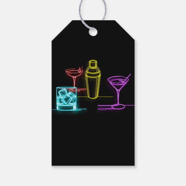 Neon Glödljus Färgglada Drinkar 21-årsfest Presentetikett (Framsidan)