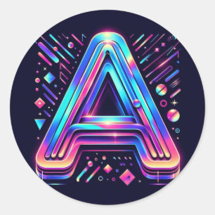 Neon Glow Alphabet Sticker - Vibrant och Modern De Runt Klistermärke
