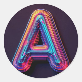 Neon Glow Alphabet Stickers - Brev A Vibrant 3D Runt Klistermärke