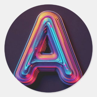 Neon Glow Alphabet Stickers - Brev A Vibrant 3D Runt Klistermärke