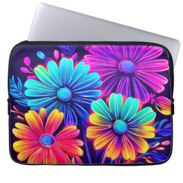 Neon Glow Blommigt Fantasy Art Laptop Fodral
