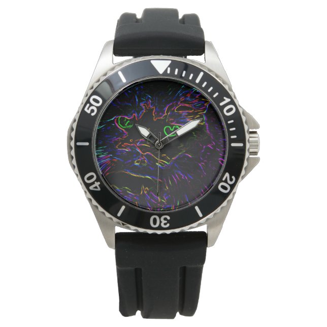 Neon Glow Cat Armbandsur (Framsida)