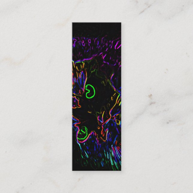 Neon Glow Cat Bookmark Mini Visitkort (Framsida)