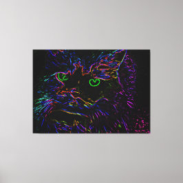 Neon Glow Cat Canvastryck