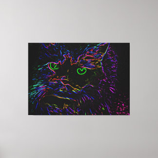 Neon Glow Cat Canvastryck