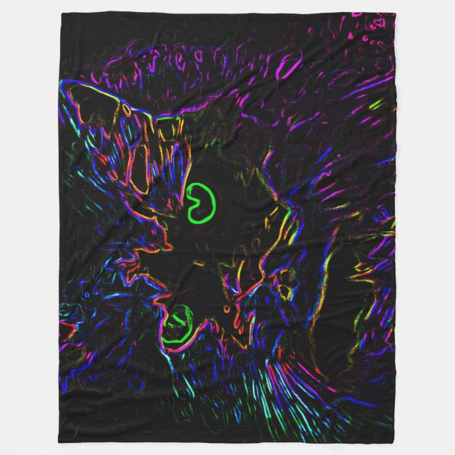 Neon Glow Cat Fleecefilt (Framsidan)