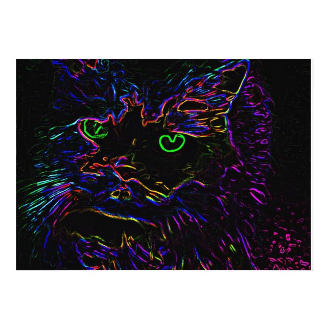 Neon Glow Cat Fototryck (Framsidan)